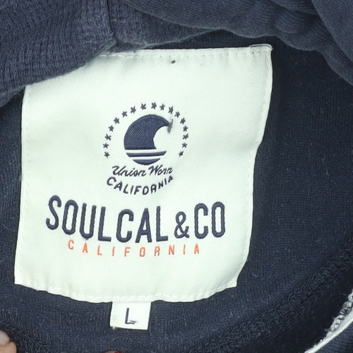SoulCal & Co Womens Navy Hoodie Pullover L Cotton Blend Casual