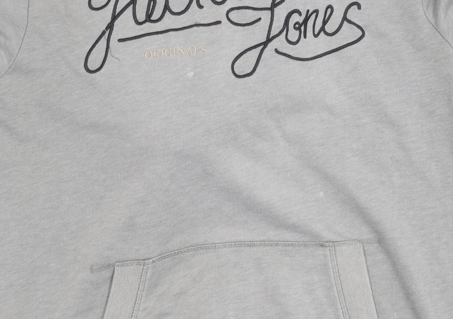 Jack & Jones Mens Grey XL Pullover Hoodie Logo Graphic Sweatshirt