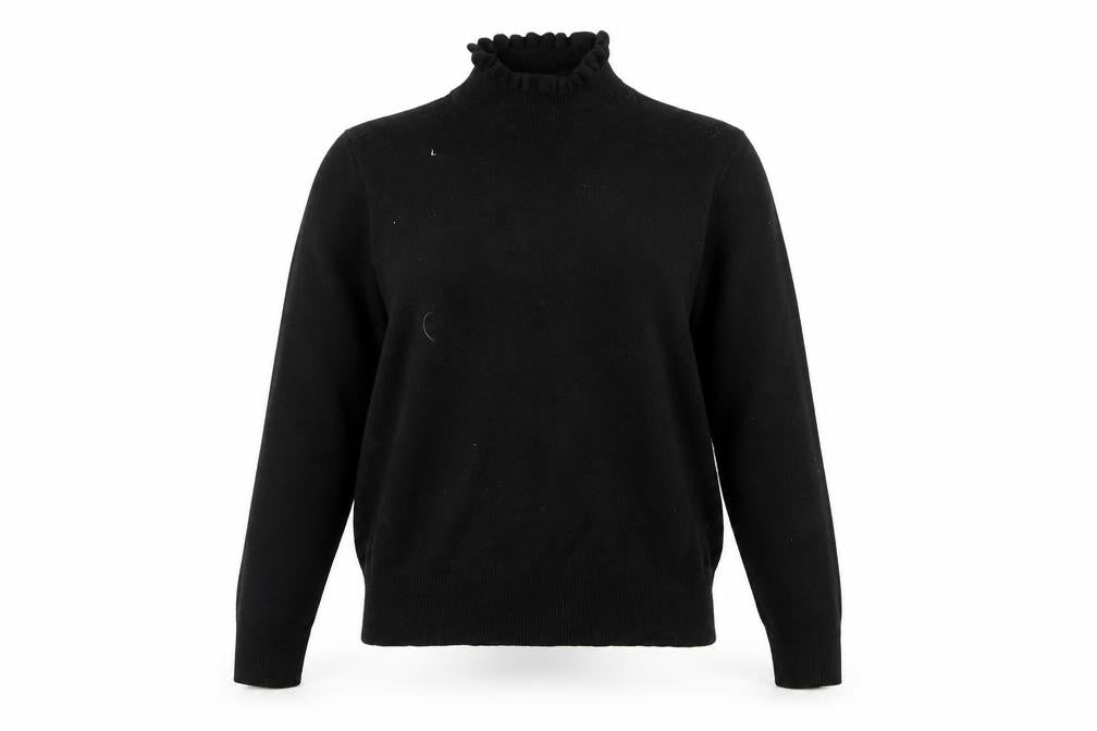 Front view of River Island women’s black, size UK 16, mock neck jumper