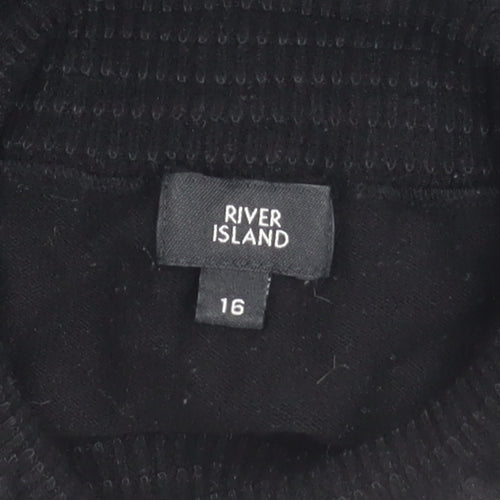 River Island Womens Black Size 16 Mock Neck Pullover Jumper