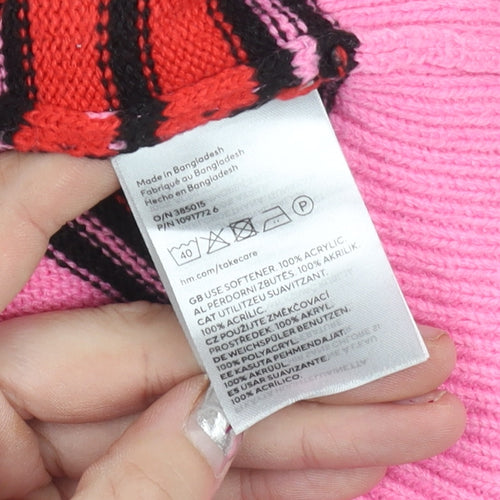 H&M Women’s Pink Striped Pullover Jumper Size L Acrylic Knit