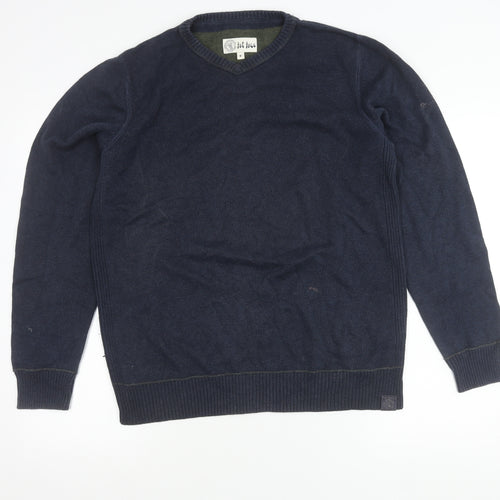 Fat Face Men’s Blue V-Neck Cotton Wool Jumper M Regular Casual