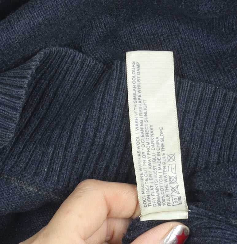 Fat Face Men’s Blue V-Neck Cotton Wool Jumper M Regular Casual