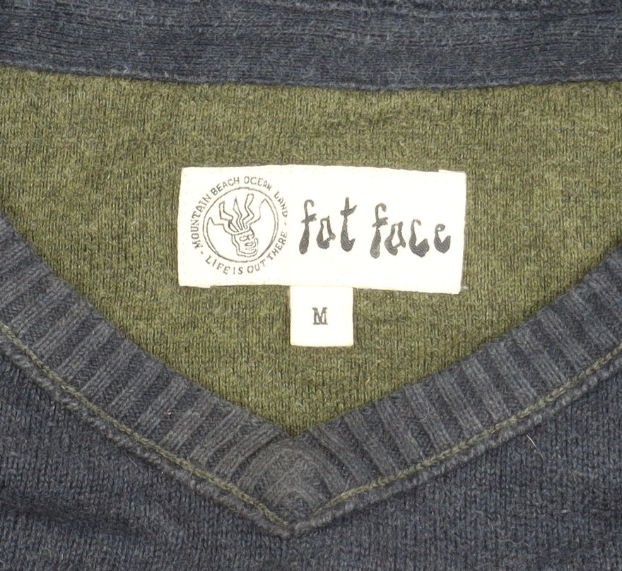 Fat Face Men’s Blue V-Neck Cotton Wool Jumper M Regular Casual