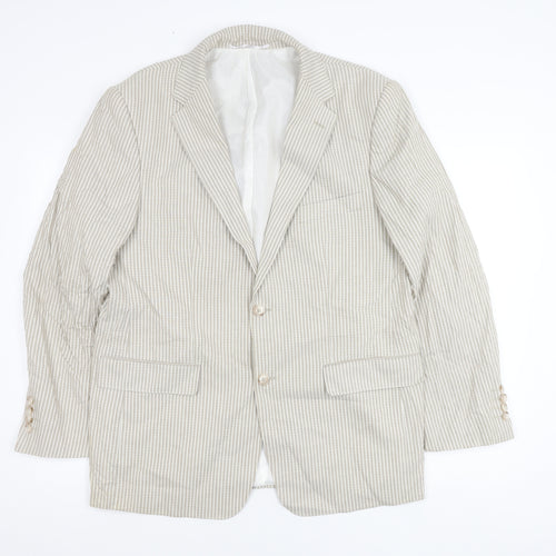 Cruise Men’s Beige Striped Cotton Blazer Jacket 42R XL