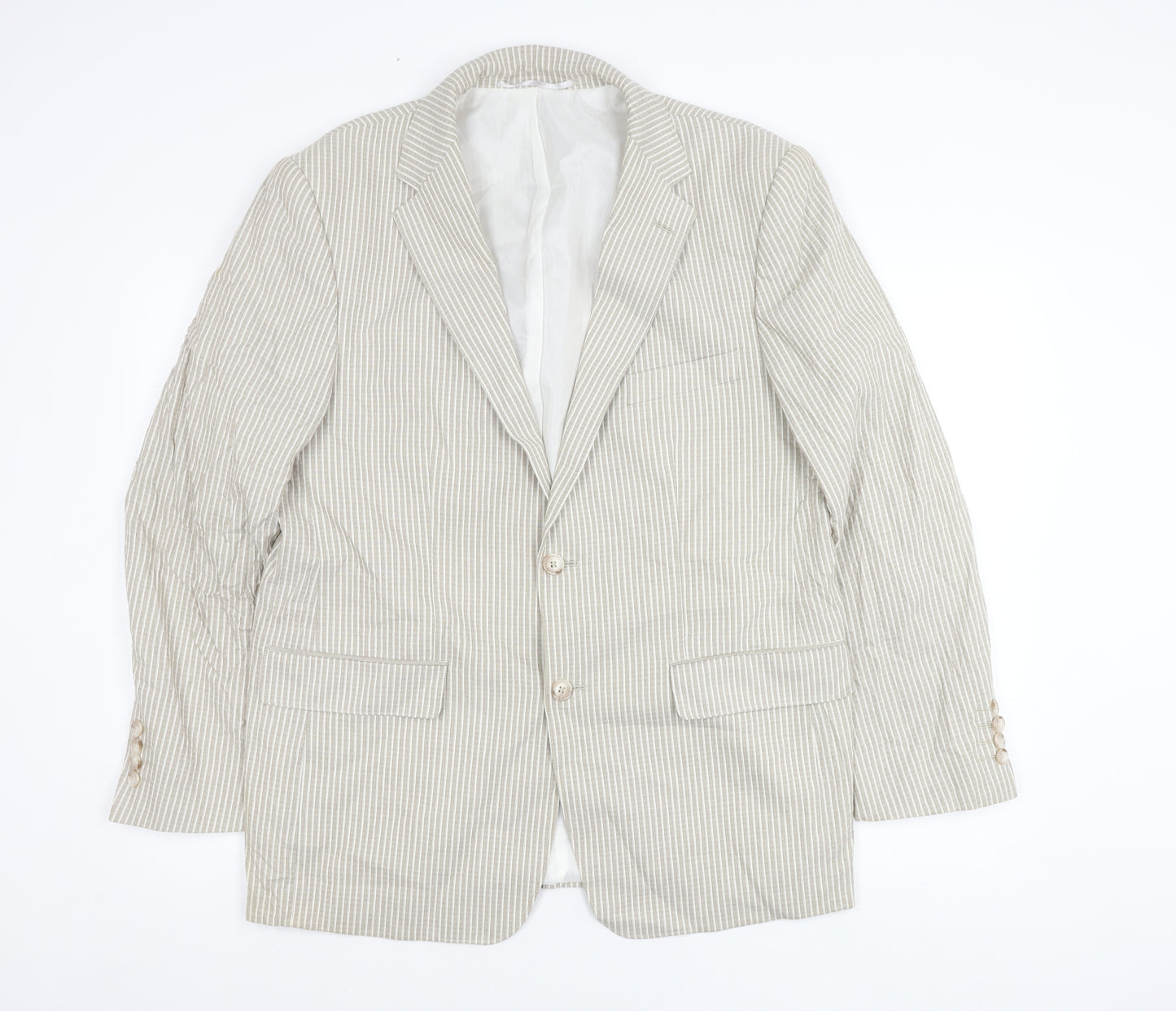 Cruise Men’s Beige Striped Cotton Blazer Jacket 42R XL