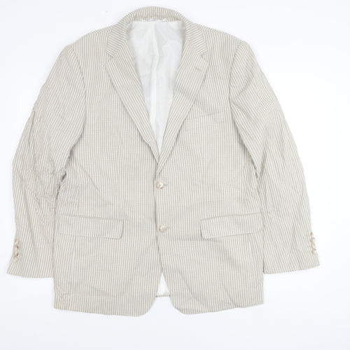 Cruise Men’s Beige Striped Cotton Blazer Jacket 42R XL