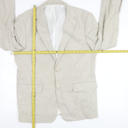 Cruise Men’s Beige Striped Cotton Blazer Jacket 42R XL