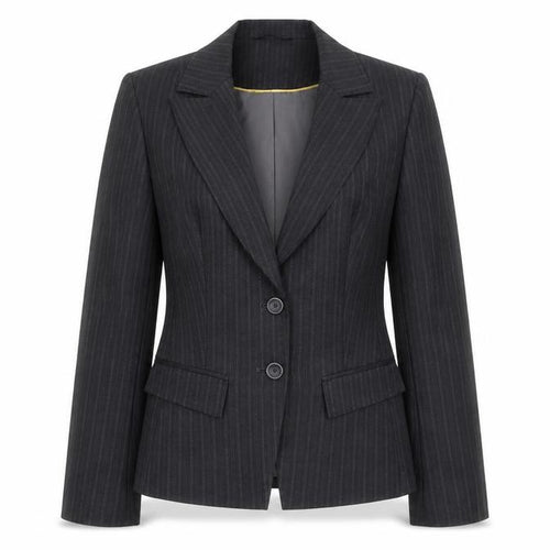 George Womens Black Pinstripe Suit Jacket Size 10 Regular Fit Business Blazer