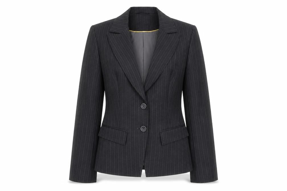 George Womens Black Pinstripe Suit Jacket Size 10 Regular Fit Business Blazer