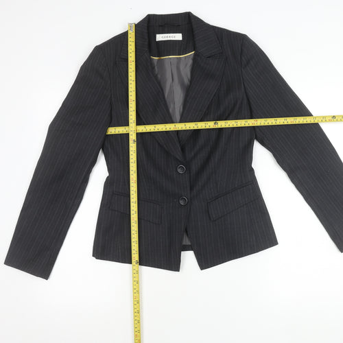 George Womens Black Pinstripe Suit Jacket Size 10 Regular Fit Business Blazer