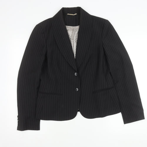 Austin Reed Women Black Pinstripe Suit Jacket Size 14 Wool Blend