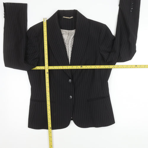 Austin Reed Women Black Pinstripe Suit Jacket Size 14 Wool Blend