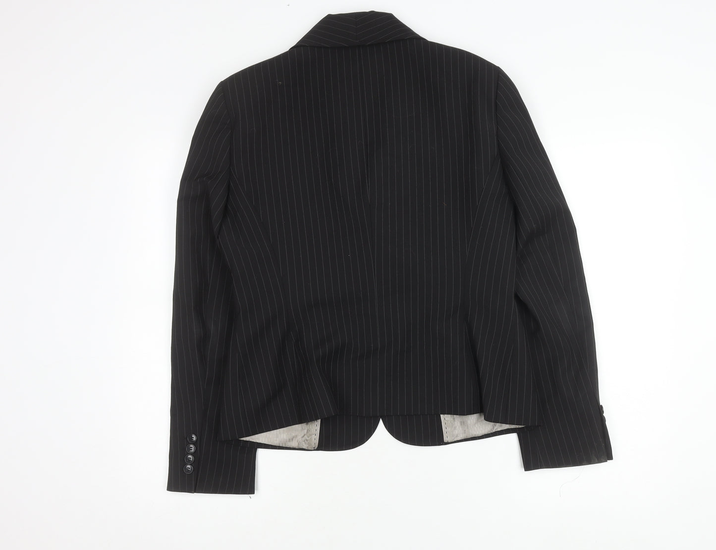 Austin Reed Women Black Pinstripe Suit Jacket Size 14 Wool Blend