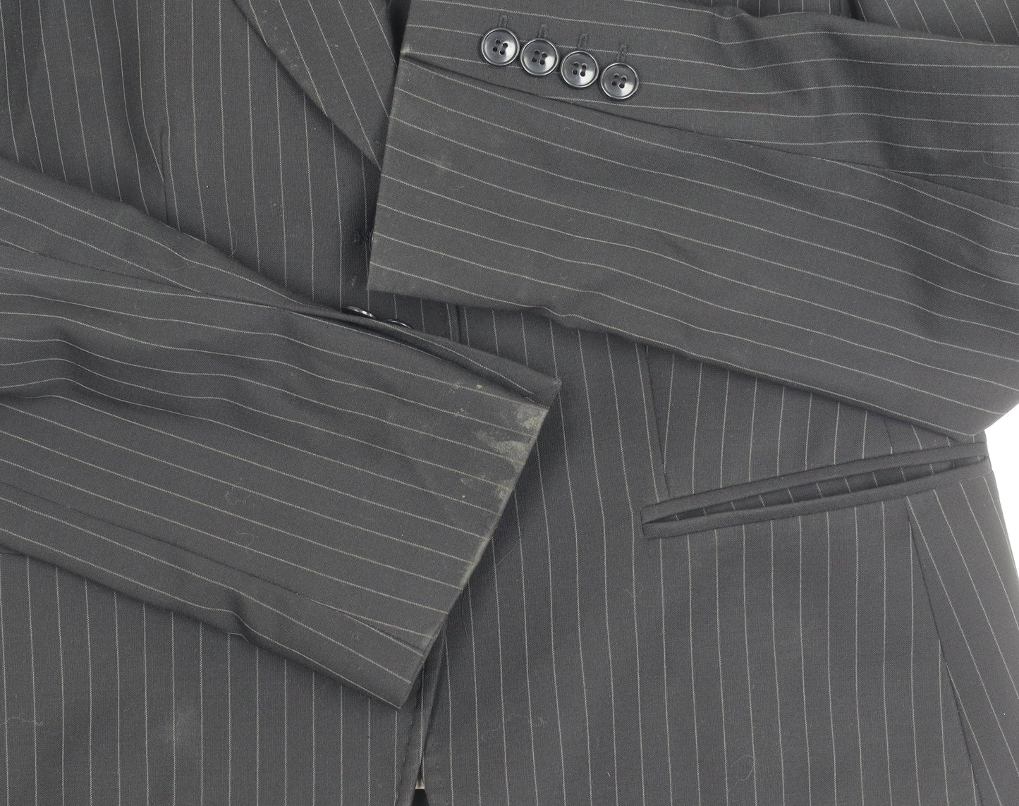 Austin Reed Women Black Pinstripe Suit Jacket Size 14 Wool Blend