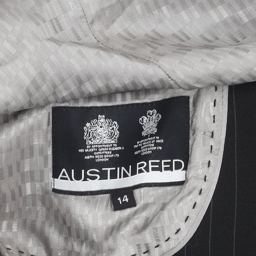 Austin Reed Women Black Pinstripe Suit Jacket Size 14 Wool Blend