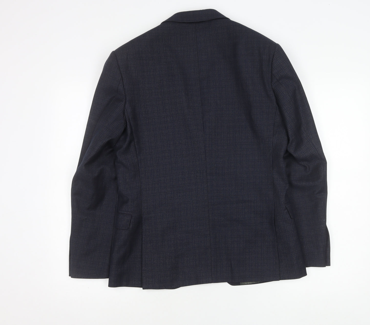 Limehaus Mens Slim Fit Blue Check Blazer Jacket 36S Notch Lapel
