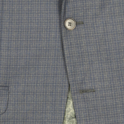 Limehaus Mens Slim Fit Blue Check Blazer Jacket 36S Notch Lapel