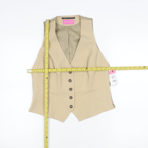 Brook Taverner Womens Beige Suit Waistcoat Slim Fit Size S