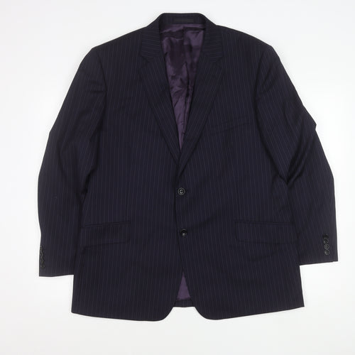 Samuel Slater Men's Dark Purple Wool Pinstripe Blazer Jacket Size 44