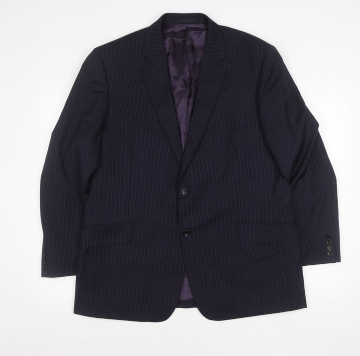 Samuel Slater Men's Dark Purple Wool Pinstripe Blazer Jacket Size 44