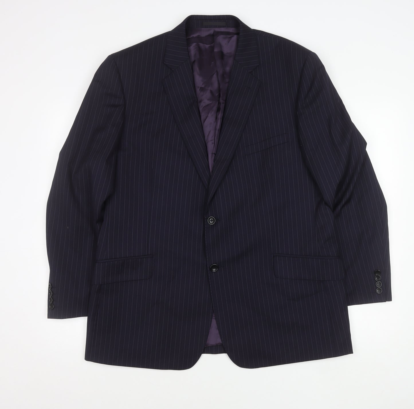 Samuel Slater Men's Dark Purple Wool Pinstripe Blazer Jacket Size 44