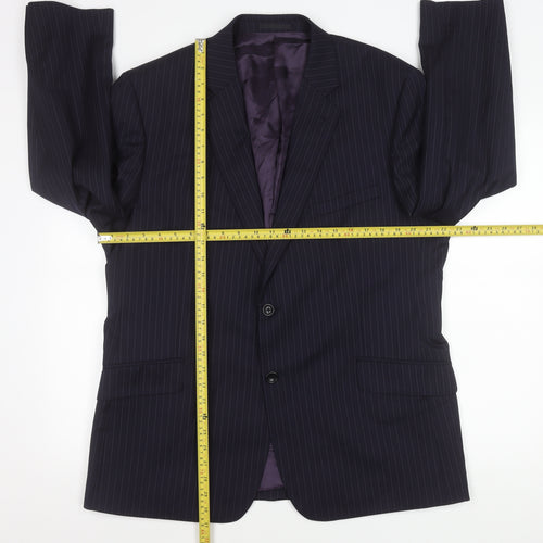 Samuel Slater Men's Dark Purple Wool Pinstripe Blazer Jacket Size 44