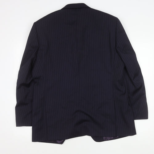 Samuel Slater Men's Dark Purple Wool Pinstripe Blazer Jacket Size 44