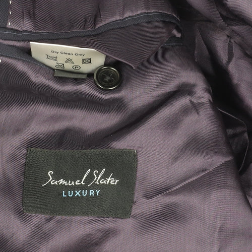 Samuel Slater Men's Dark Purple Wool Pinstripe Blazer Jacket Size 44