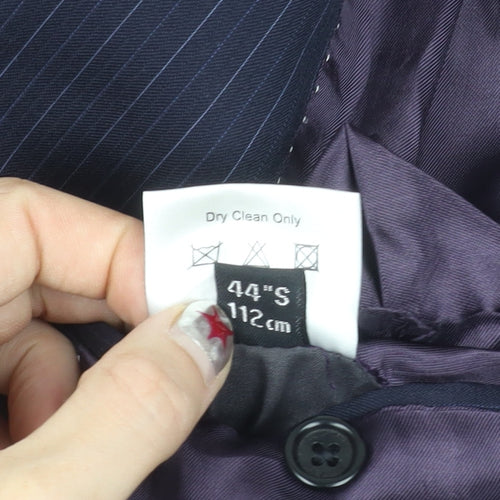 Samuel Slater Men's Dark Purple Wool Pinstripe Blazer Jacket Size 44