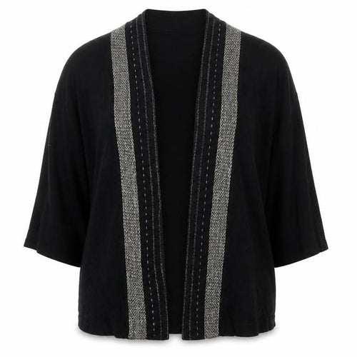 Zara Women Black Cardigan Size 12 Knit Open Front 3/4 Sleeve