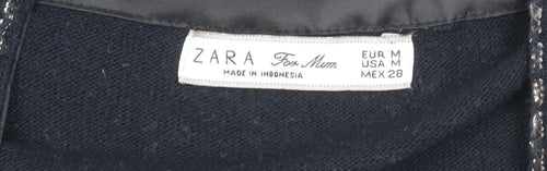 Zara Women Black Cardigan Size 12 Knit Open Front 3/4 Sleeve