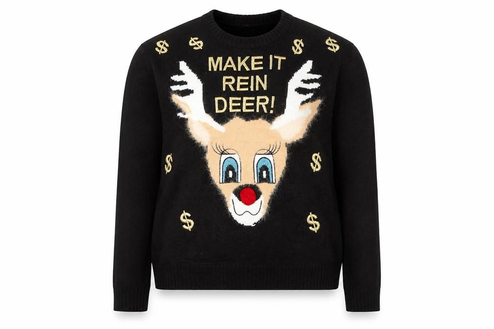 H&M Women Black XS Pullover Christmas Jumper Reindeer Embroidered