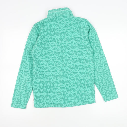 Decathlon Girls Green Fleece Sweatshirt 14 Years 1/4 Zip Hiking Pullover