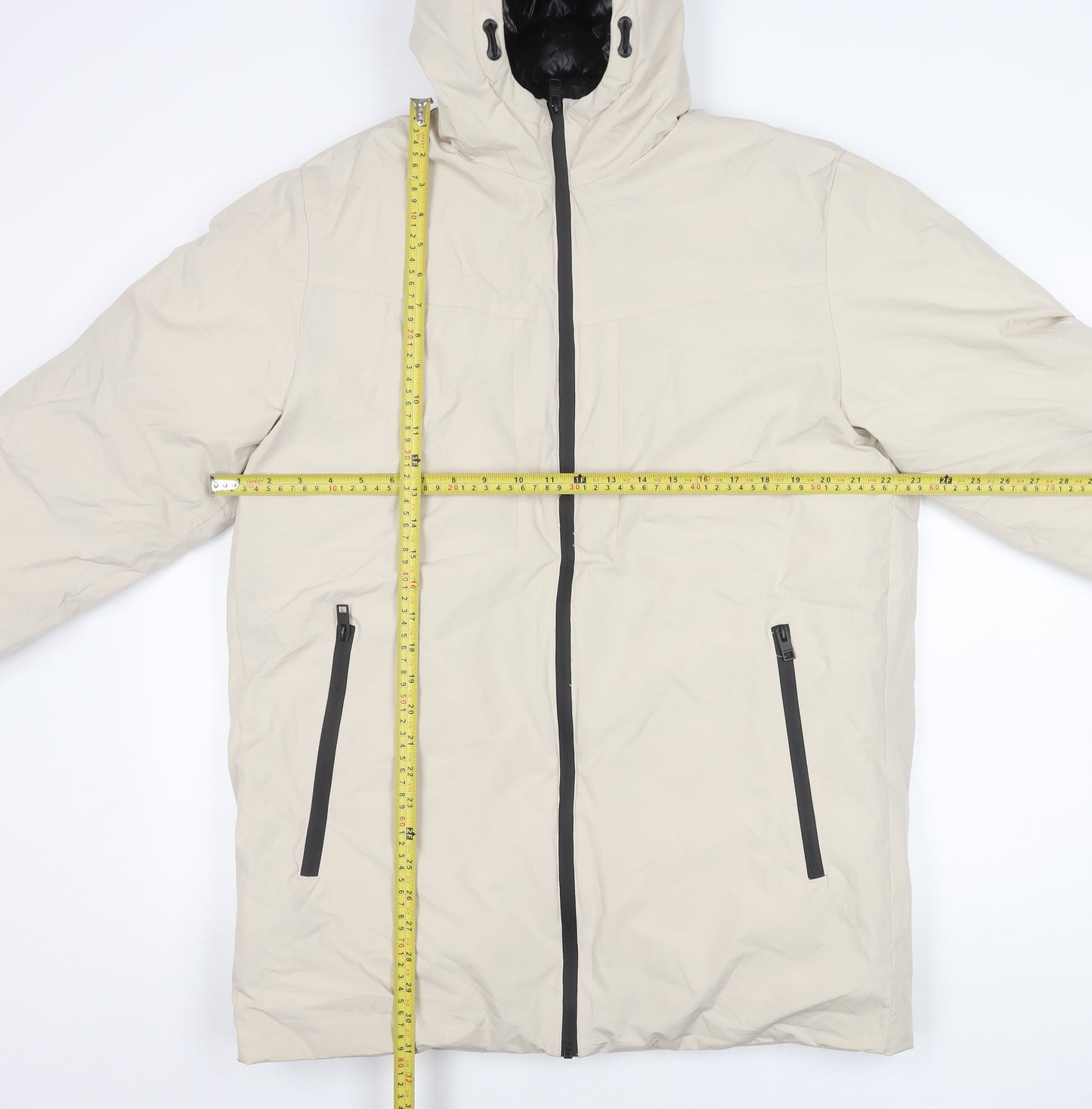 Jack & Jones Men’s Beige Puffer Jacket M Hooded Full Zip Polyester