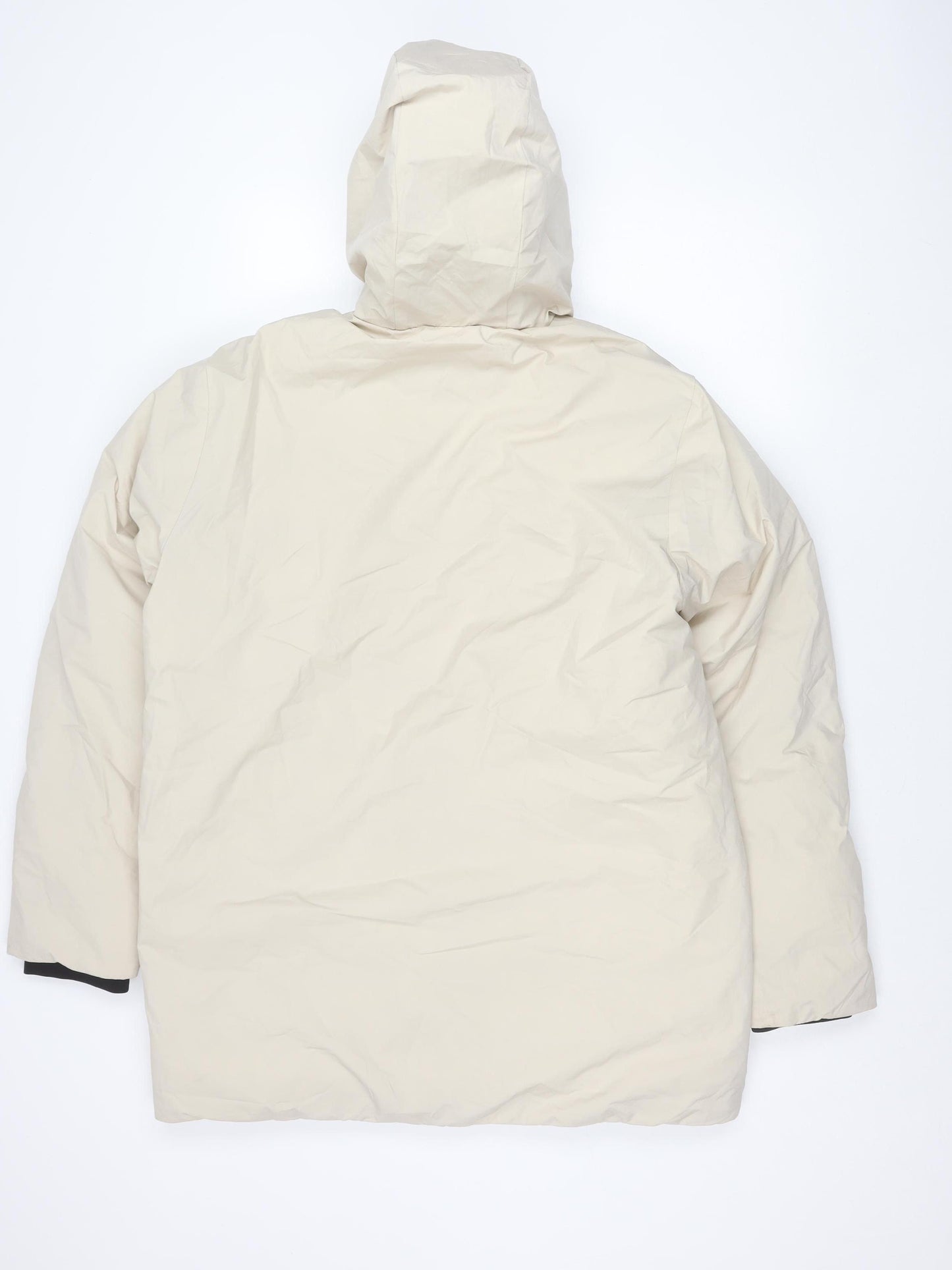 Jack & Jones Men’s Beige Puffer Jacket M Hooded Full Zip Polyester