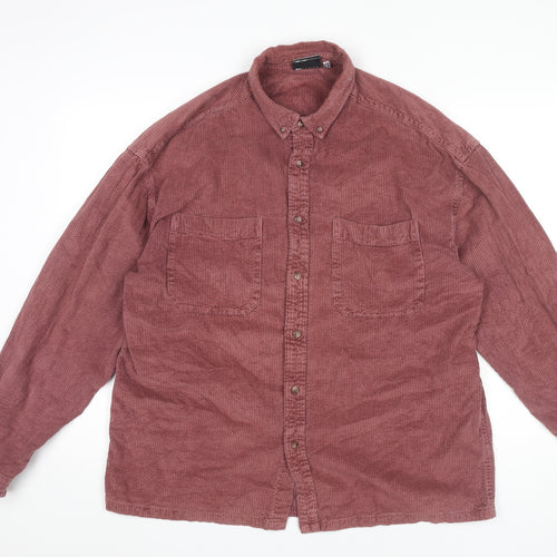 ASOS Design Men’s Red Corduroy Shirt L Long Sleeve Button-Up