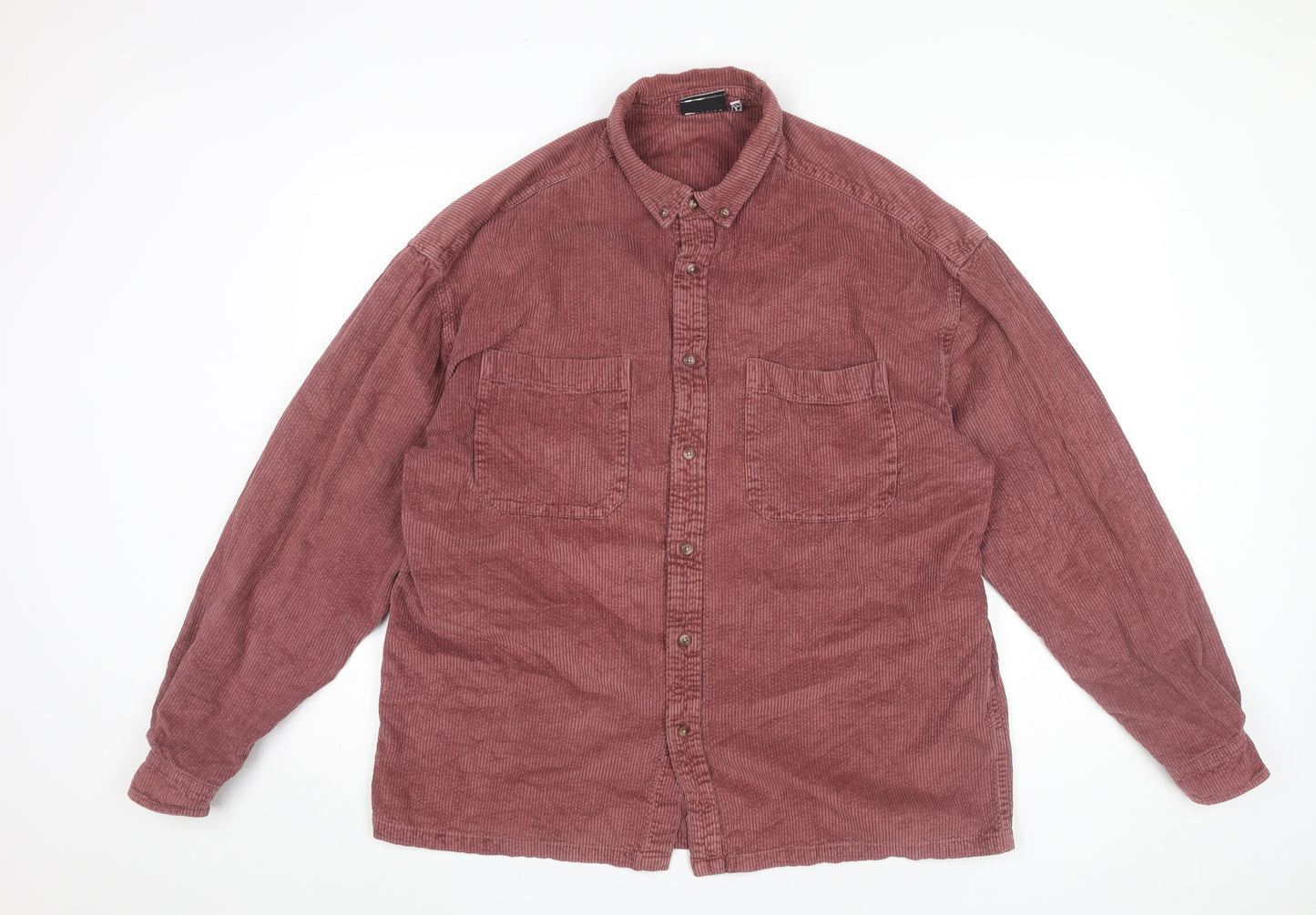 ASOS Design Men’s Red Corduroy Shirt L Long Sleeve Button-Up