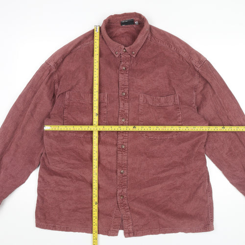 ASOS Design Men’s Red Corduroy Shirt L Long Sleeve Button-Up