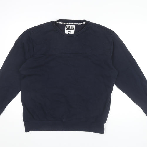 Fabric Men’s Blue XL Pullover Sweatshirt Quilted Crew Neck