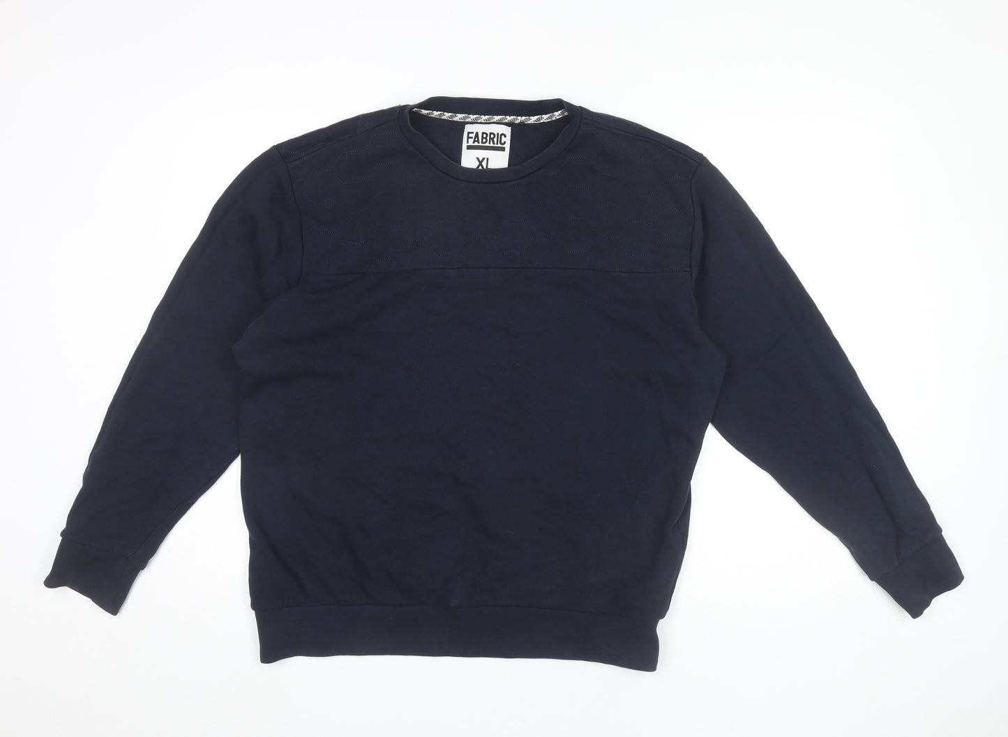 Fabric Men’s Blue XL Pullover Sweatshirt Quilted Crew Neck