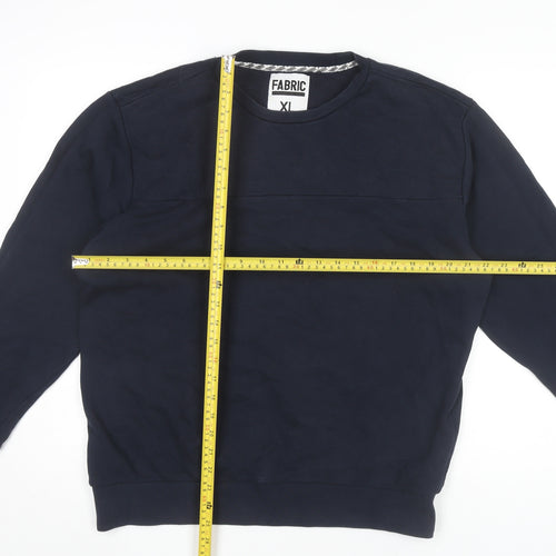 Fabric Men’s Blue XL Pullover Sweatshirt Quilted Crew Neck