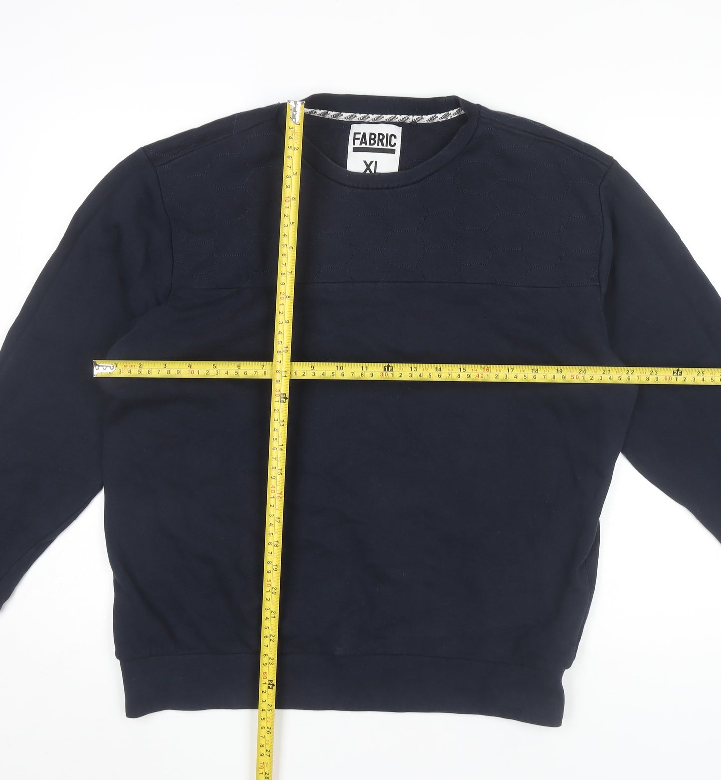 Fabric Men’s Blue XL Pullover Sweatshirt Quilted Crew Neck