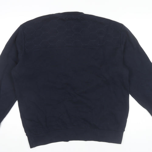Fabric Men’s Blue XL Pullover Sweatshirt Quilted Crew Neck