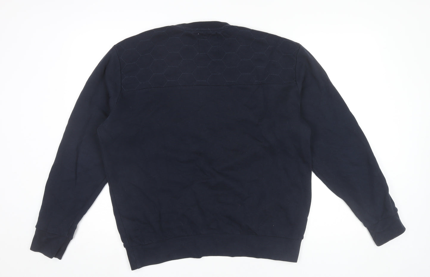 Fabric Men’s Blue XL Pullover Sweatshirt Quilted Crew Neck
