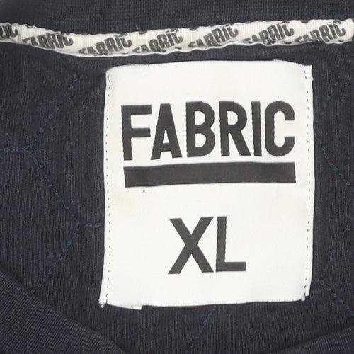 Fabric Men’s Blue XL Pullover Sweatshirt Quilted Crew Neck