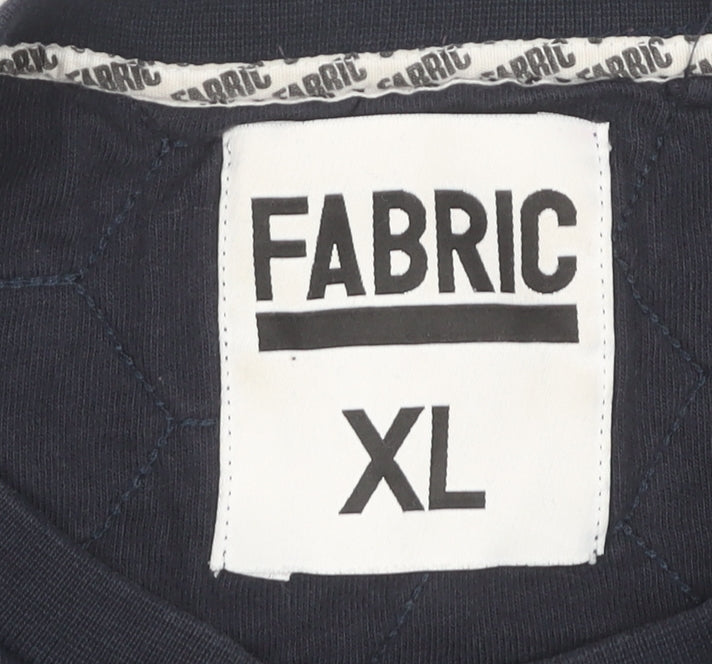 Fabric Men’s Blue XL Pullover Sweatshirt Quilted Crew Neck