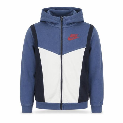 Nike Boys Blue Full Zip Hoodie Size L (147-158cm) Colourblock Casual Wear