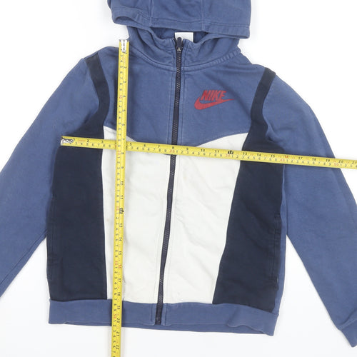 Nike Boys Blue Full Zip Hoodie Size L (147-158cm) Colourblock Casual Wear