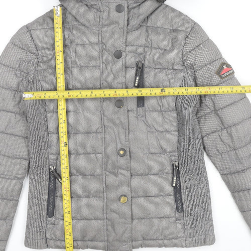 Superdry Womens Grey XS Puffer Jacket Hooded Winter Coat